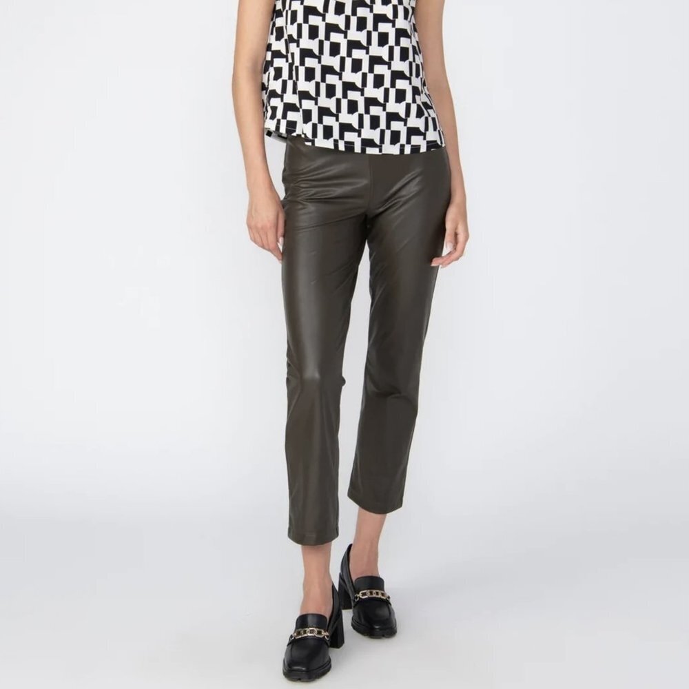 NWT SANCTUARY Carnaby Kick Faux-Leather Crop Pants - Olive - XL